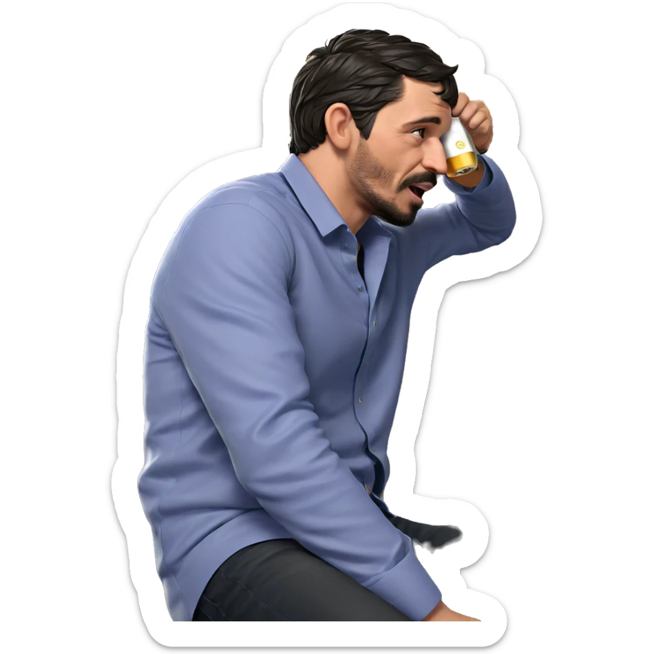 young man enjoying a beer sticker