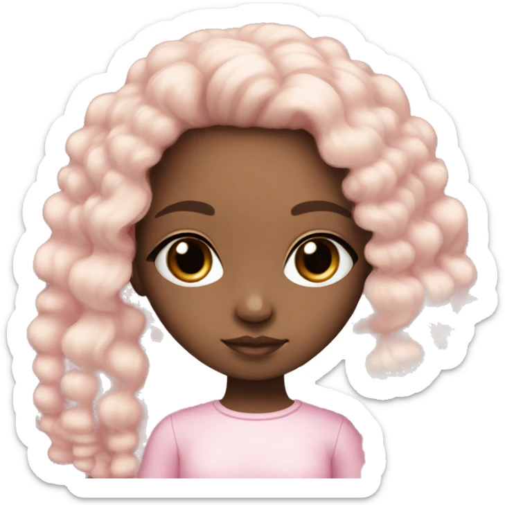 Brown doll eyes, black hair, feminine, pink, girl, angelic sticker