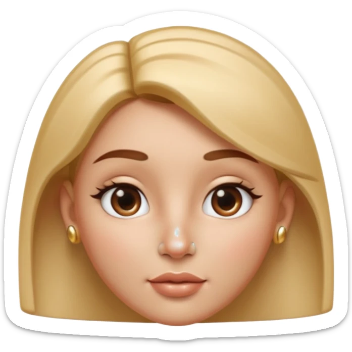 A 3D cartoon woman with a shiny metallic nose pin clearly visible on her left nostril, soft skin tone, Memoji-style lighting. sticker