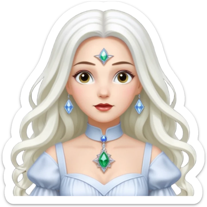 Good Witch of the North from the Wizard of Oz with long white hair, white outfit sticker