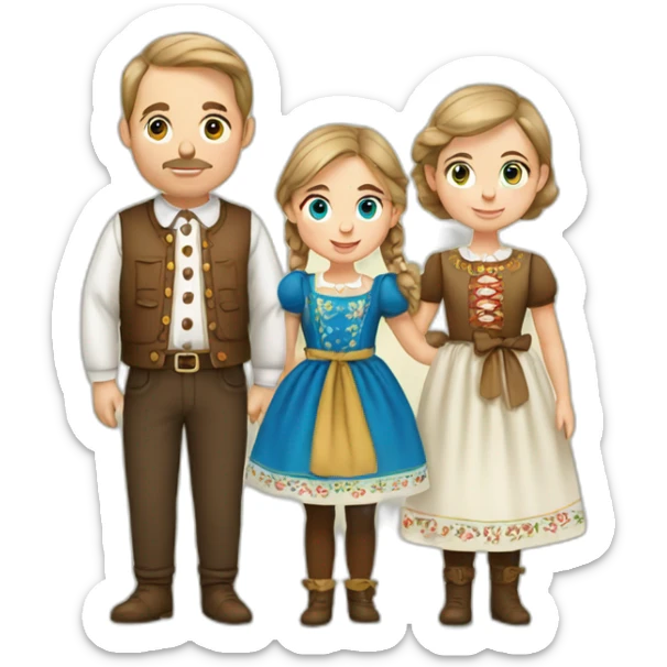 Polish folk family, with dark blond hair, blue eyes or brown sticker
