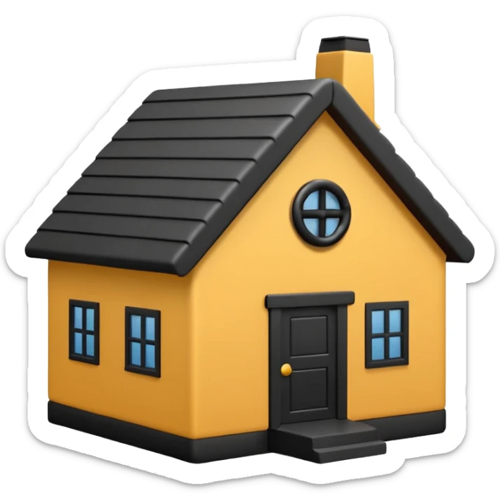 simple emoji icon of a house tied into a small knot, minimal, clean lines, single color, white background sticker