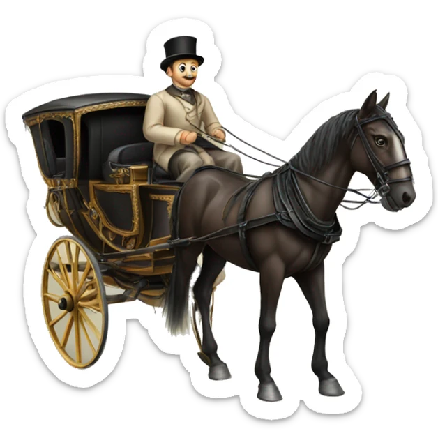a man sits in a horse-drawn carriage from Russia in the 19th century sticker