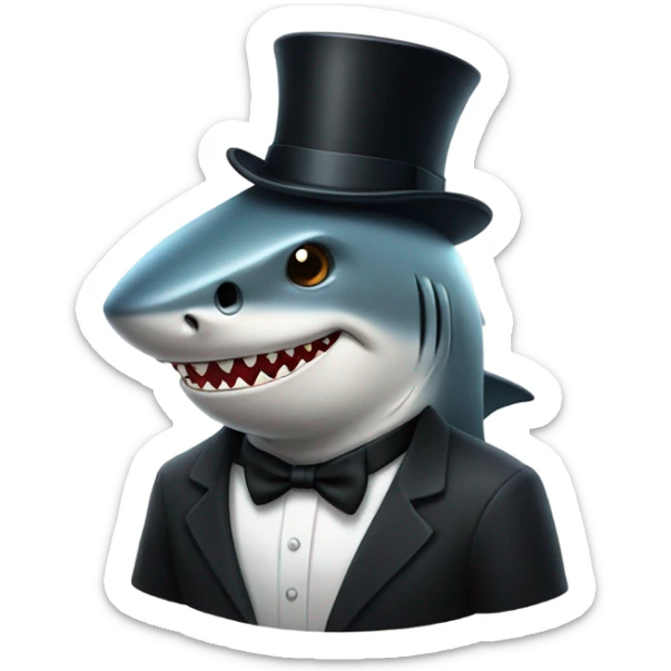Shark with a top hat sticker