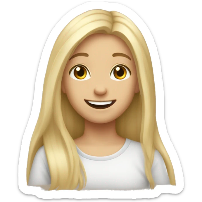 happy girl with boys this girl has blonde hair  sticker