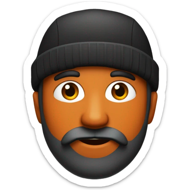 je veux un émoji avec une peau noir avec une barbe et un bonnet orange et des yeux marron  sticker