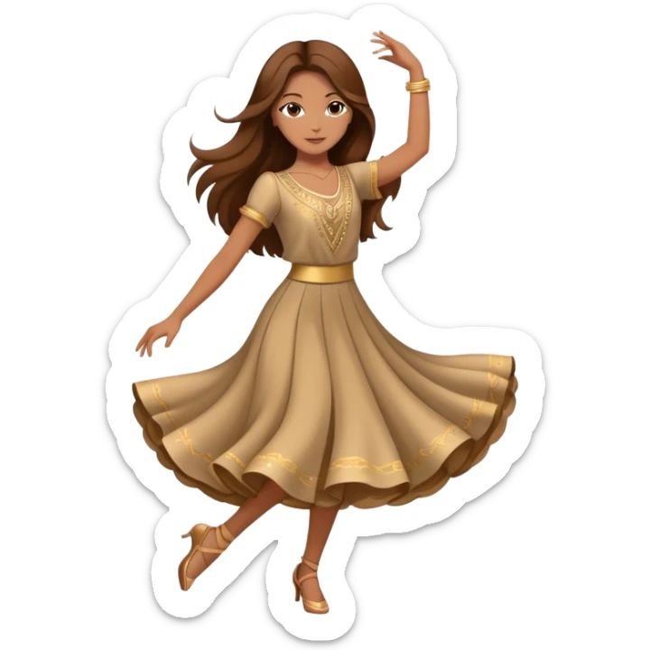 Girl with long brown hair dancing like nobody’s watching elegant cool girl outfit  sticker