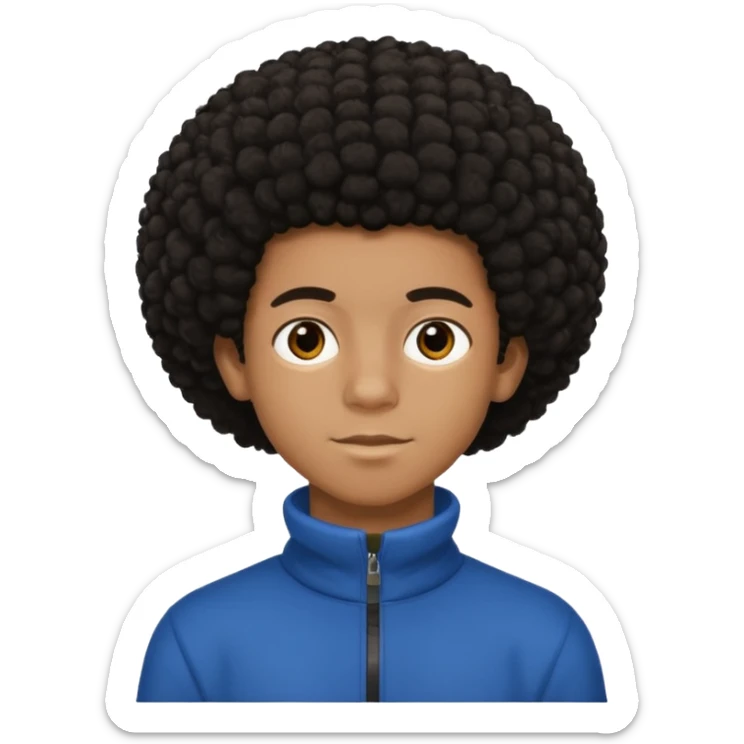 teen black boy with medium afro hair and dark brown eyes  sticker