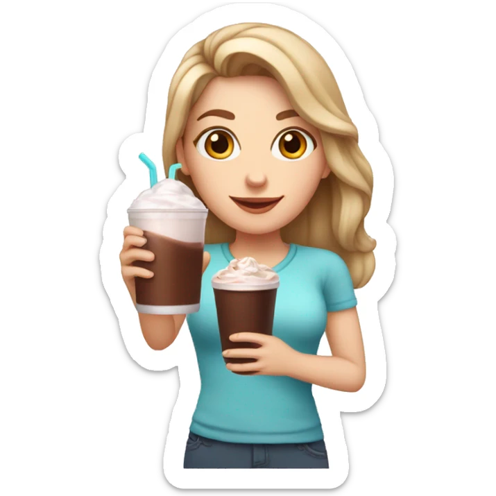 white girl with a glass of chocolate shake in her hand sticker
