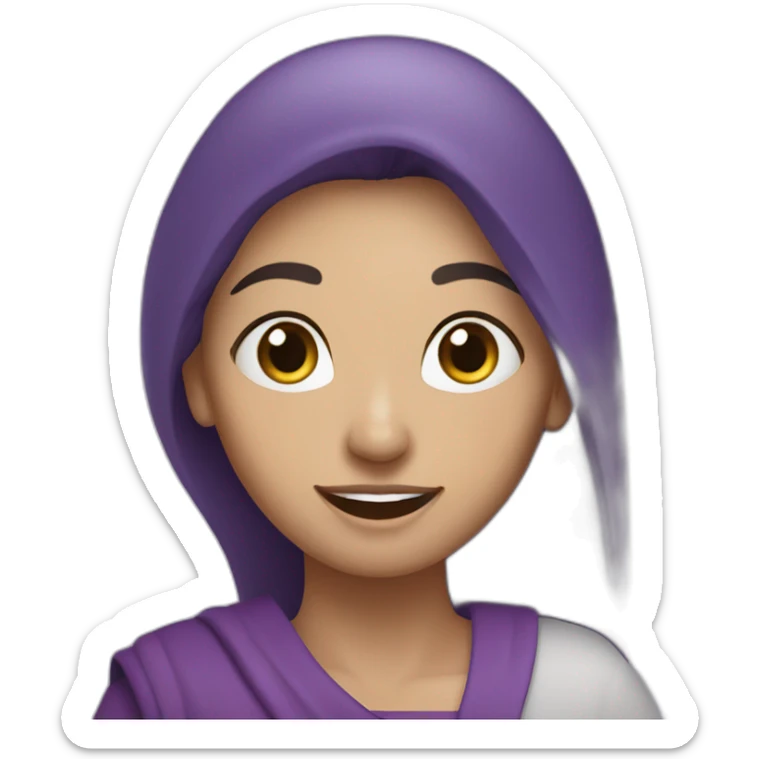 Armenian woman sayin hi in purple clouths  sticker