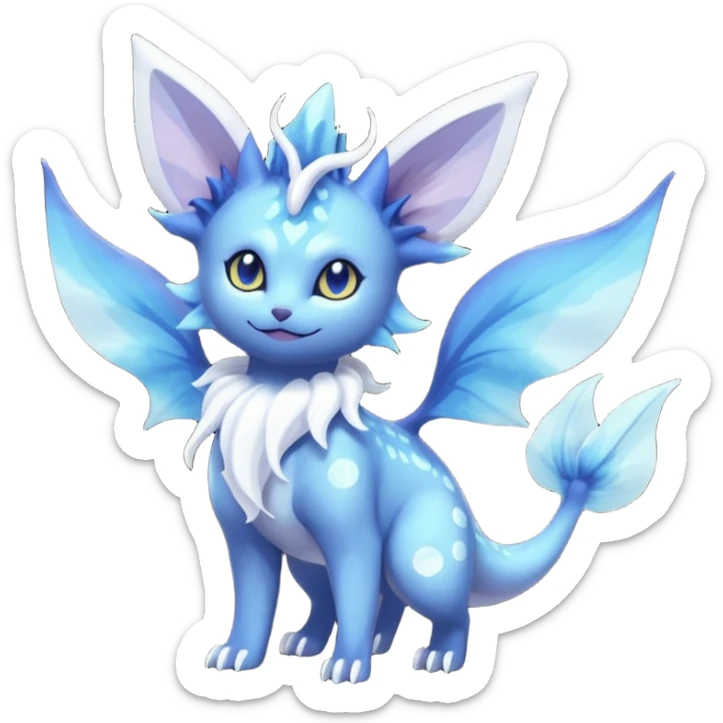Nebulae Noibat-Vaporeon-Meowstic-Fakémon-hybrid-creature (full body)  sticker
