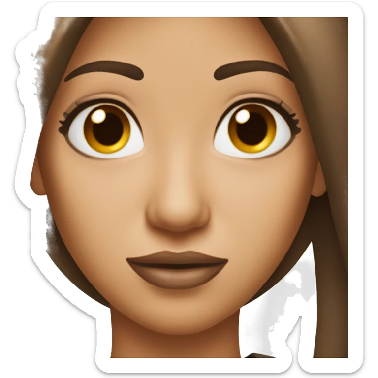 women, brown straight hair, makeup, brown eyes sticker