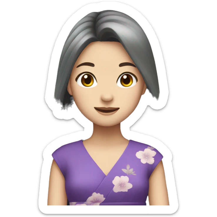 Long hair Japanese girl in purple dress  sticker