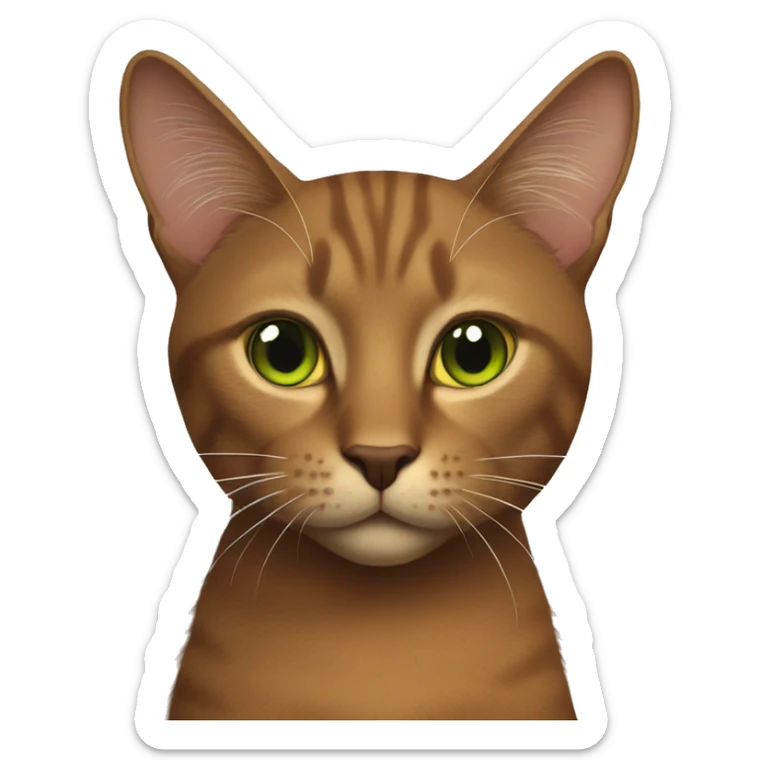 Brown cat with brown nose and orange/yellow/green eyes long black whiskers  sticker