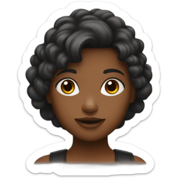 fille noir chevux brun et fille noir chevux noisette sticker