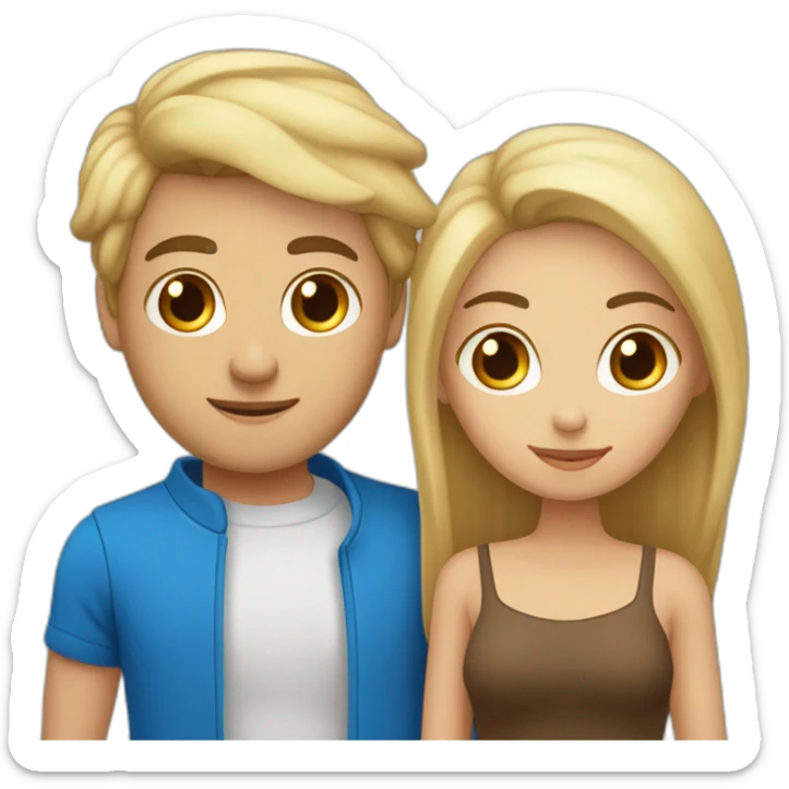 Couple avec homme blond aux yeux très bleus et femme blonde cheveux lisse aux yeux marrons  sticker