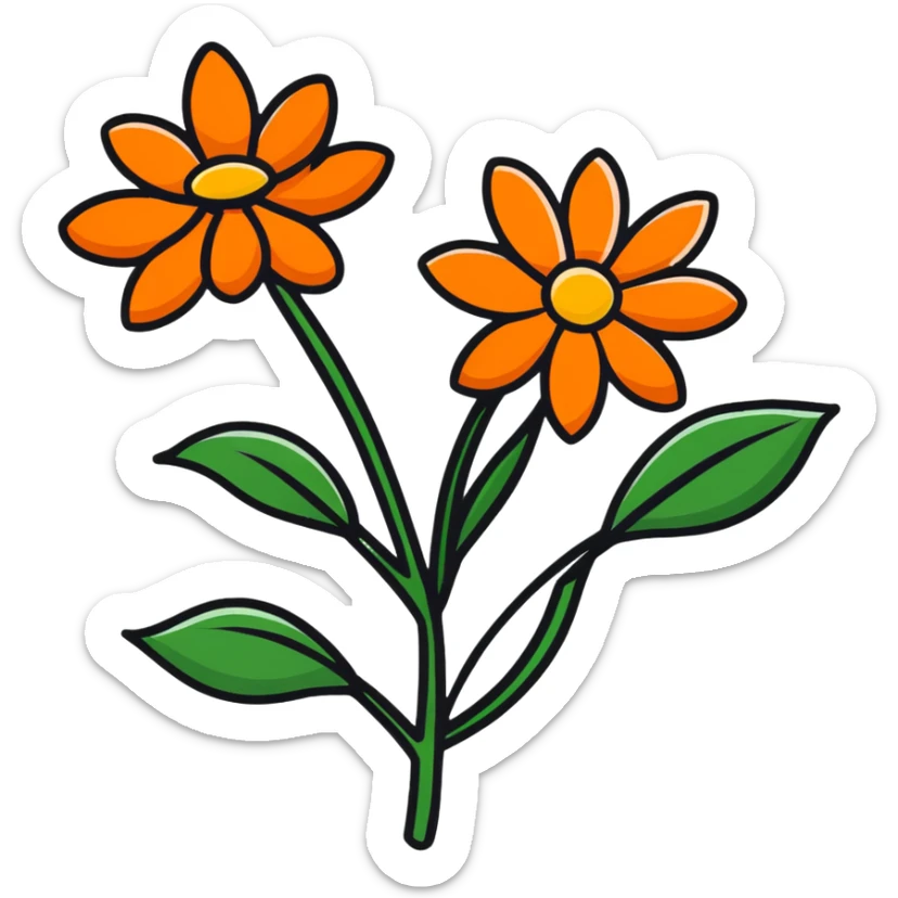 cempasúchil flower, Day of the Dead marigold, vibrant orange flower sticker