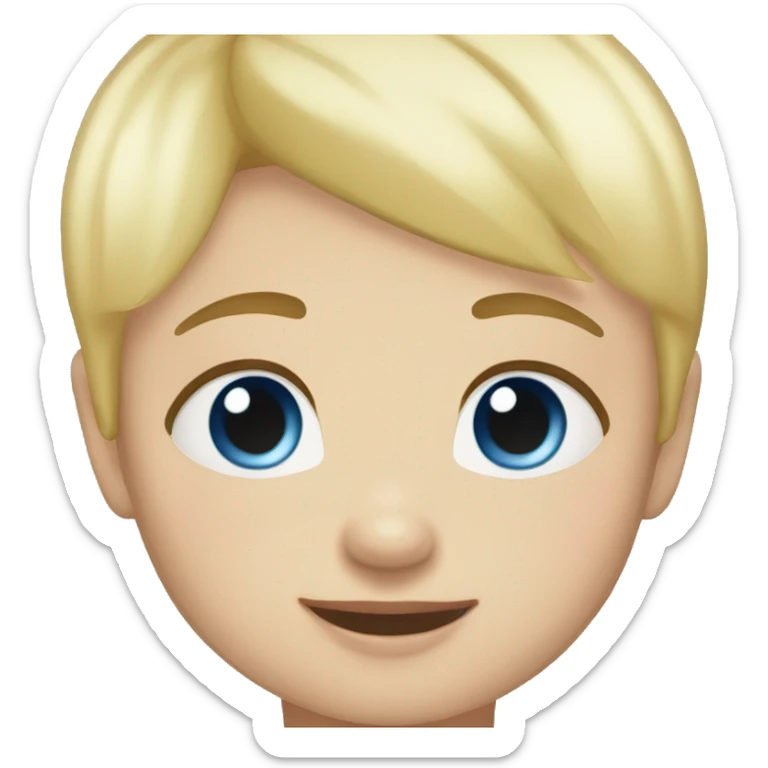Blonde straight short hair one year old baby blue eyes saying hi sticker
