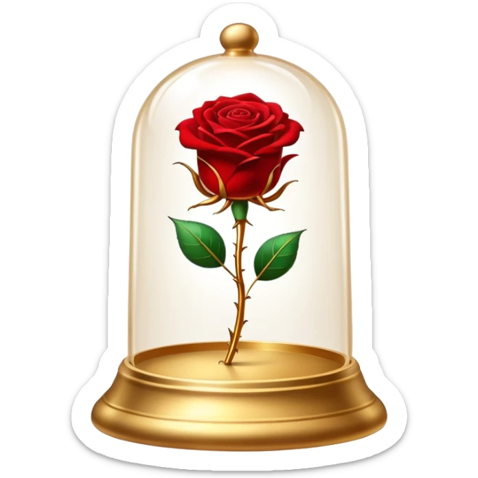The glittering enchanted rose from “Beauty and the Beast” in its golden glass bell  sticker