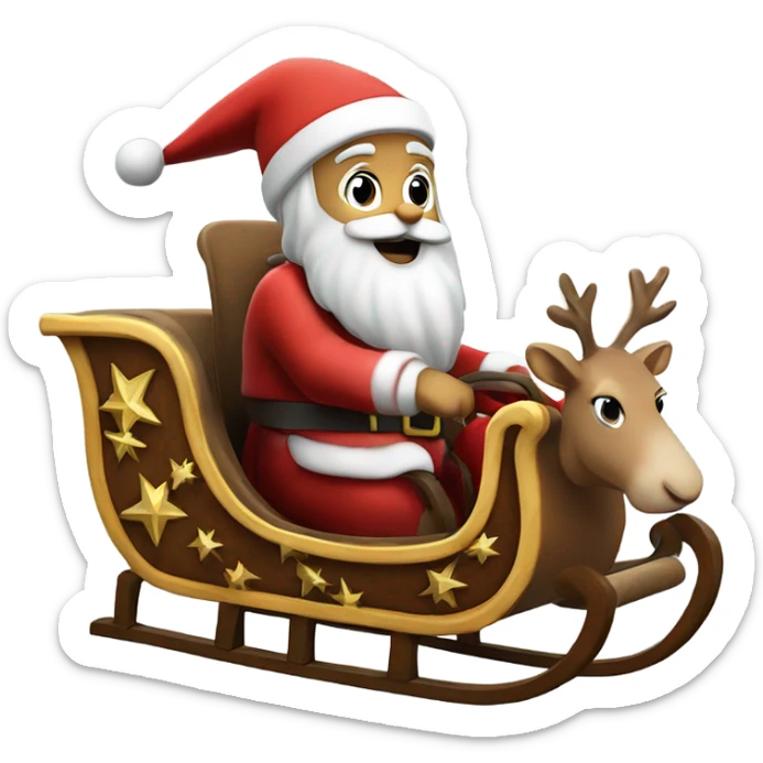 Santa Claus on his sleigh with a six point Jewish star on his chest sticker