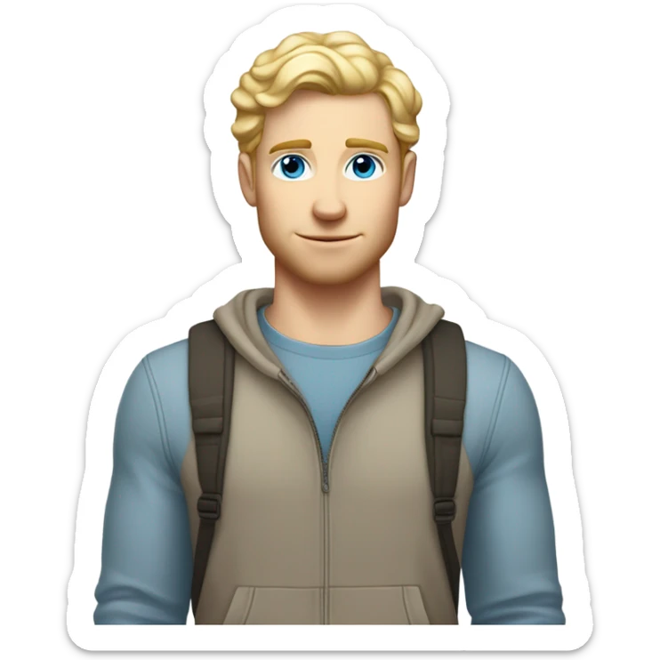 full body standing light curl blonde 30yo man blue eyed pale skin sticker