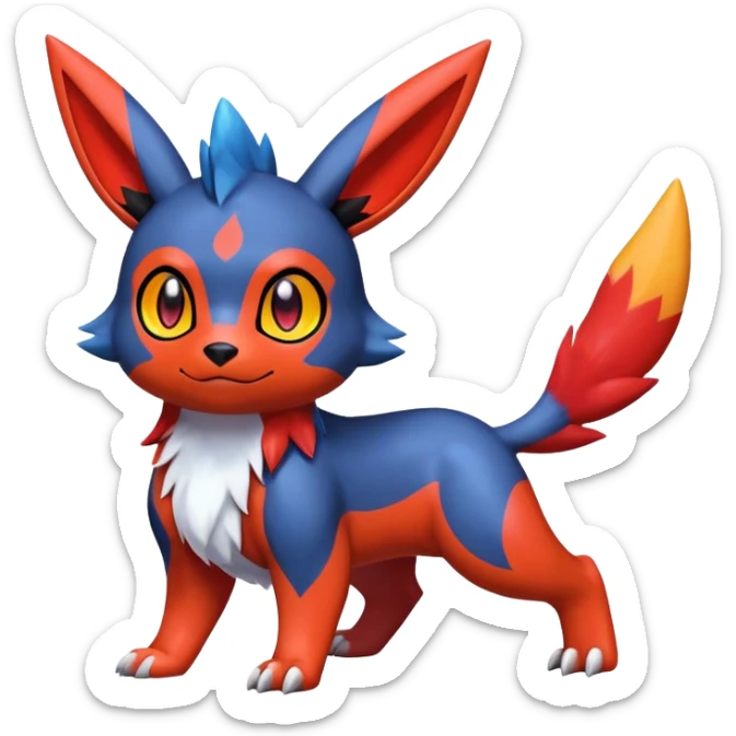 Cute Shiny Guilmon-Quilava-Umbreon-Fakémon-hybrid-creature (full body)  sticker