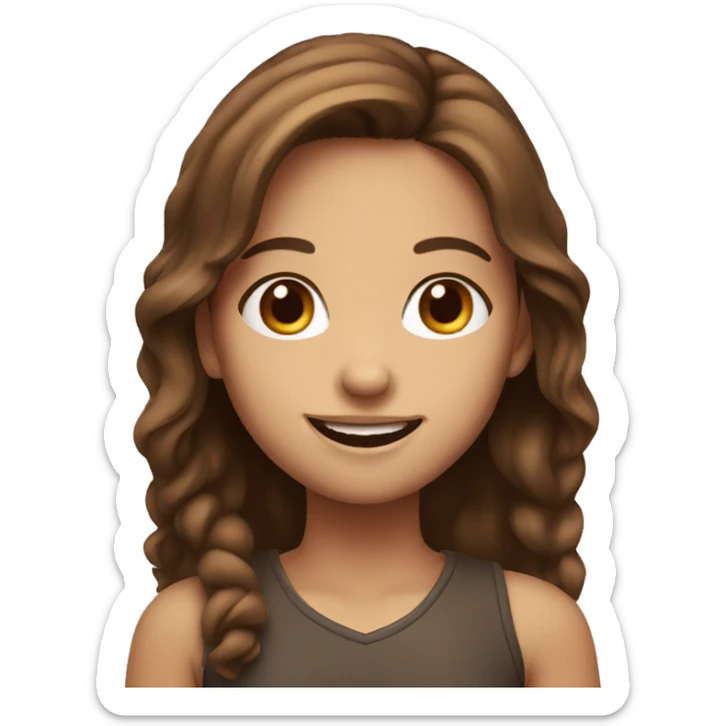 smiling girl with brown hair sticker