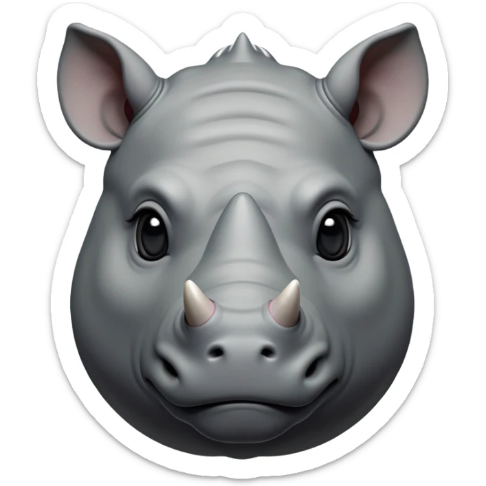 cinematic-noble-rhinoceros-portrait-emoji,-poised,-with-a-massive,-powerful-build-and-a-thick,-hide-of-slate-gray,-deep-set-soulful-piercing-eyes,-simplified-yet-sharp-and-sophisticated-features,-highly-detailed, with large black eyes, szoomed out showing houlders sticker