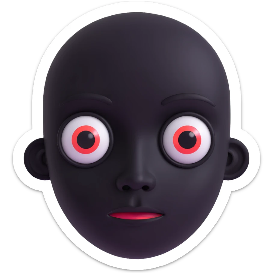 a black face with no mouth and two creepy eyes that look into your soul, unsettling and mysterious sticker