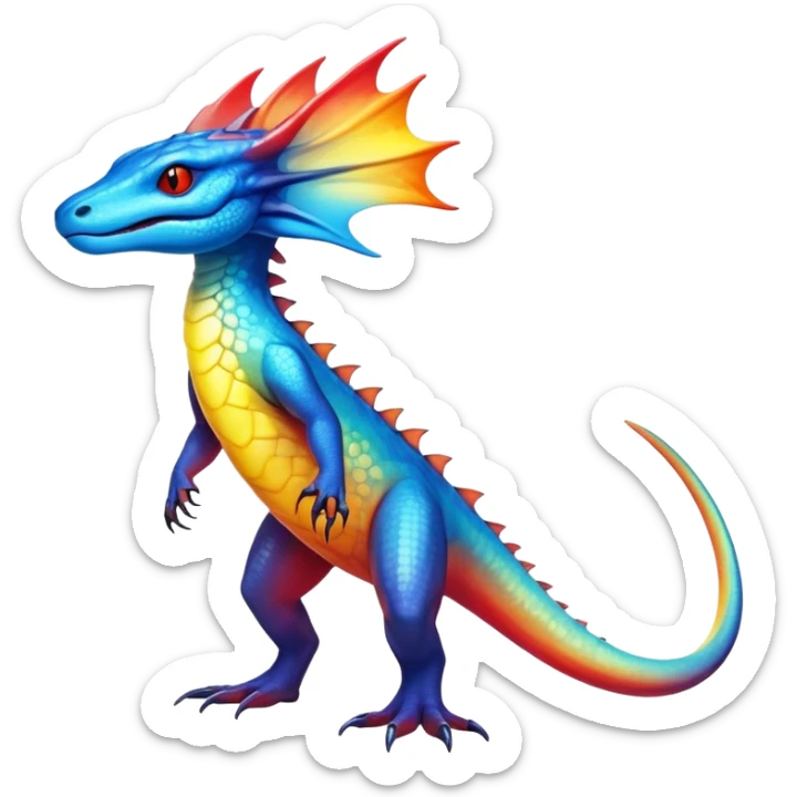 Colorful Shiny Exotic Amaura-Salandit-Aurorus-Fakémon-hybrid-creature (full body)  sticker