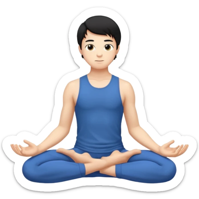 garoto de 17 anos, pele clara, cabelo liso preto médio, fazendo yoga  sticker
