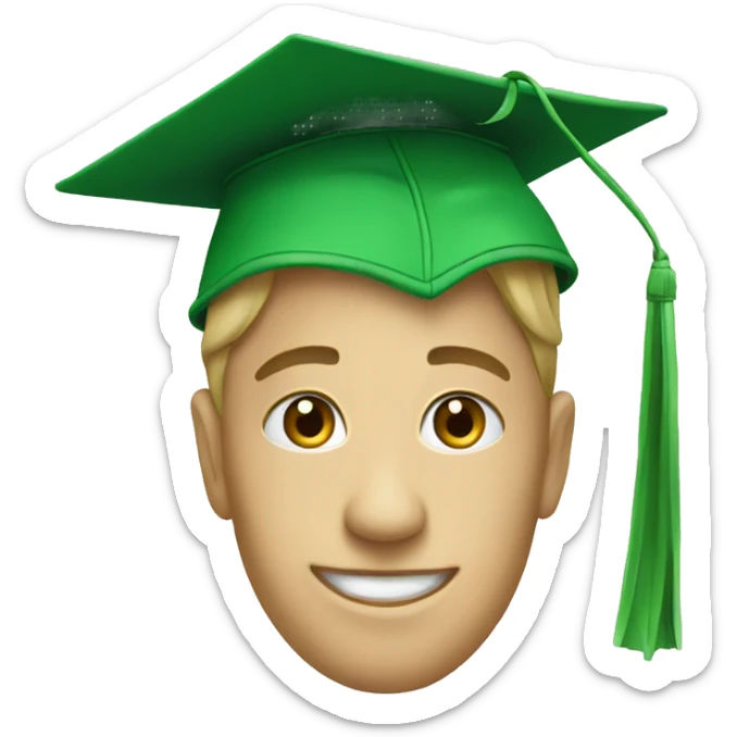 Green graduation cap sticker