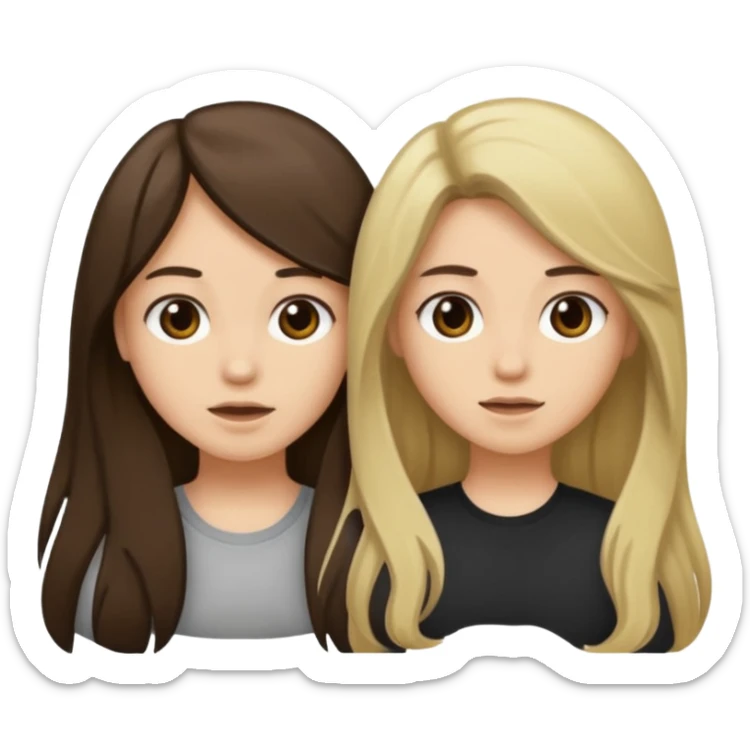 bestiess one with dark brown hair and one with dirty blonde hair long hair for both of them sticker