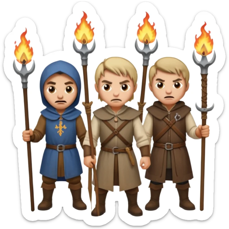 les villageois qui certains ont des fourches d'autres des torches sapé en moyen age sticker