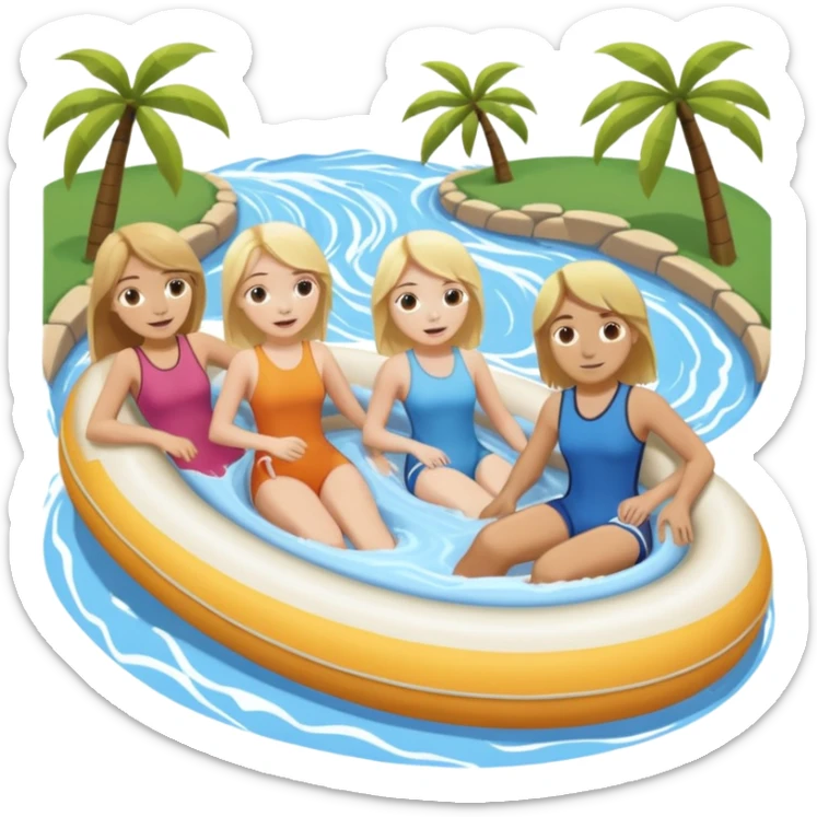 2 girls and 2 guys on the lazy river waterslide. 1 girl and 1 guy have blonde hair and 1 girl and 1 guy have BROWN. we are all very pale. 4 PEOPLE  sticker