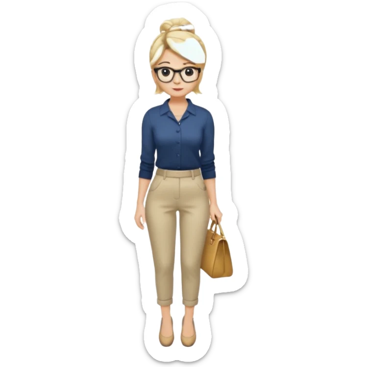  Dominatrix blonde hair up do and glasses full body sticker