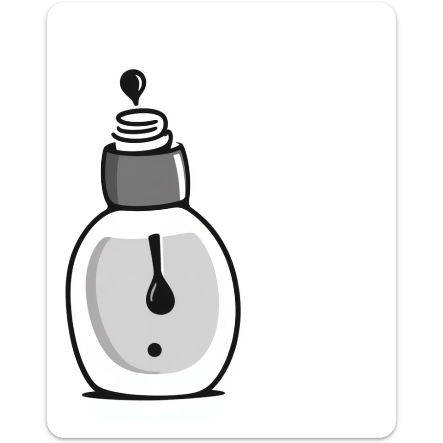 nail polish bottle with brush in pastel colors dd9fb0 ffc6d3 a3bfc9 c4bee2 f1b091, hand-drawn doodle style sticker