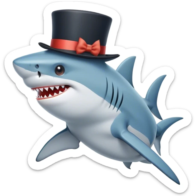 Shark with a top hat sticker