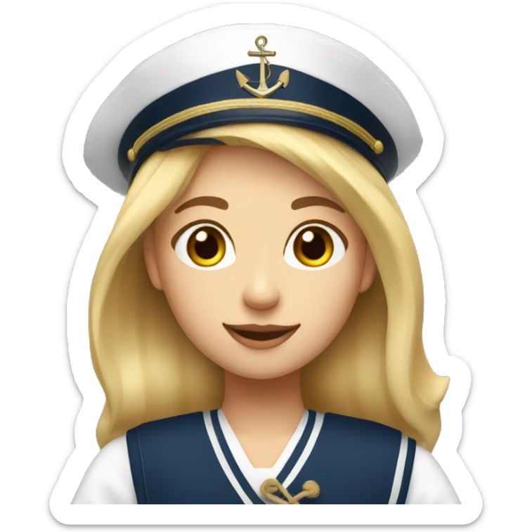 Blonde girl sailor with sailor hat shoulder length hair  sticker