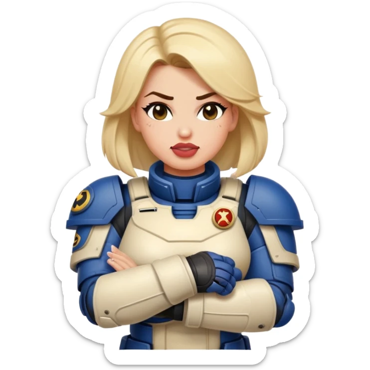 woman space marine crossed out middle finger and face with tongue out wink eye sticker