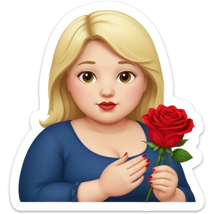 ash Trevino is a fat girl with blonde hair and has a rose in her hand , really fat sticker