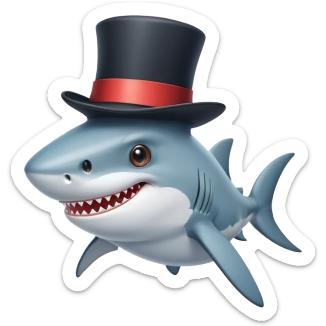 Shark with a top hat sticker
