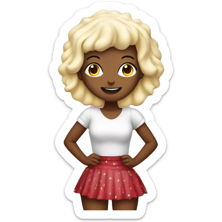Cupcake themed girl, with cupcake case as a skirt, cream hair with a cherry in it sticker