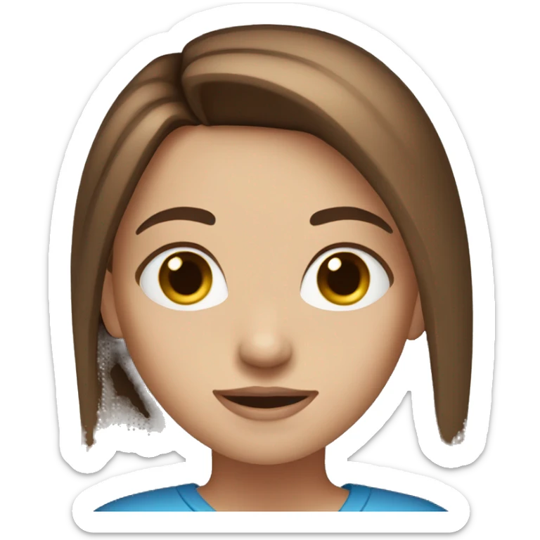 Girl with straight brown hair and blue eyes  sticker