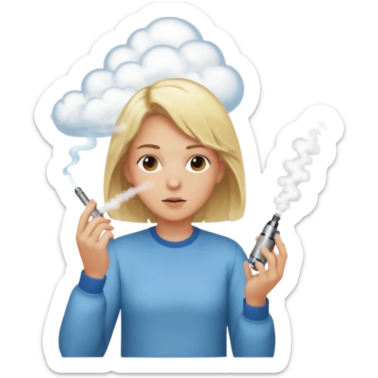 vaping person with blonde hair cloud of vapor sticker