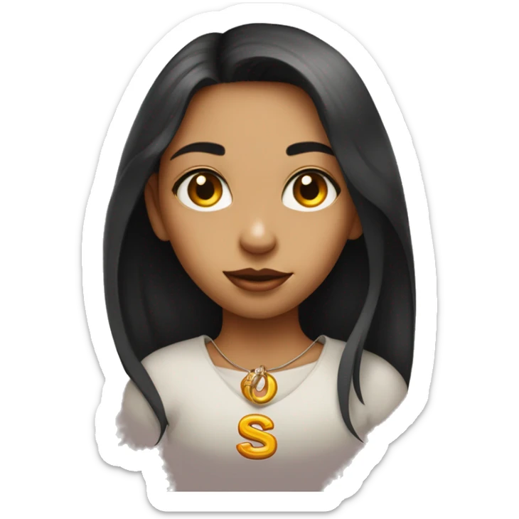 girl with amber eyes and a shatanek and a pendant in the shape of the letter S sticker
