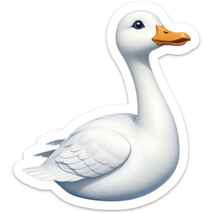 A cartoon jet airplane with a white goose neck and head extending from where the nose would be sticker
