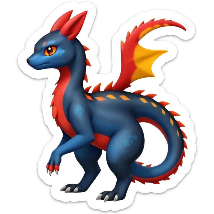 Cute Shiny Guilmon-Quilava-Salandit-Umbreon-Fakémon-hybrid-creature (full body)  sticker