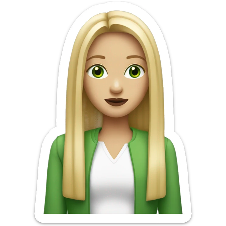 Girl with long straight blonde hair green eyes and filled lips sticker