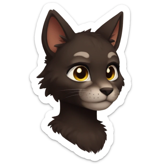 Anthro Shy Cute Cool Edgy Pretty Dark Brown Furry Feline Animal Anthro Sona sticker